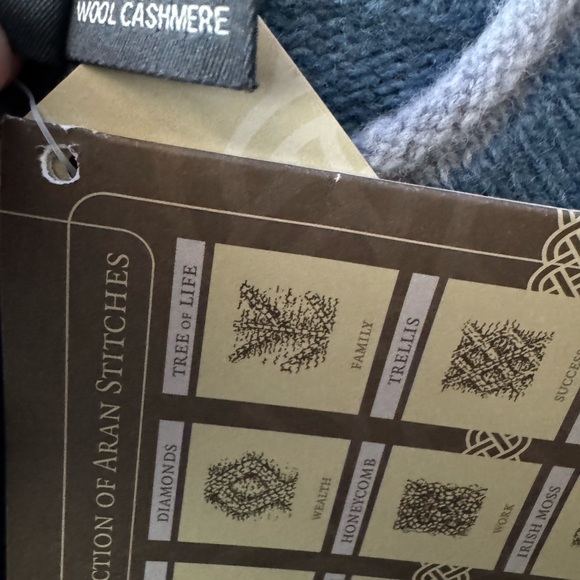 IrelandsEye Blue KILLINEY Wool & Cashmere Cardigan, Size Medium, New With Tags - Picture 9 of 11